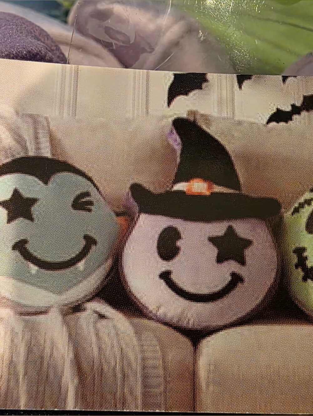Envogue Halloween Emoji Accent Pillows in Green, Purple, Light Blue